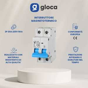 Disjoncteur miniature Gloca JXB1-63 2P C20 220V 50Hz 6kA Montage sur rail DIN Plastique MCB - Product Image 2
