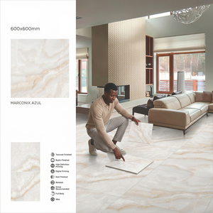 Carreaux de porcelaine polis brillants de 60x60 cm de la marque Vistaar, produits en Inde, 24x24 pouces, beige ivoire Bianco glacé - Product Image 6