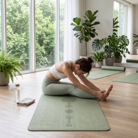 Tapete de Yoga de Lujo de 0.5cm de Grosor, de Goma, con Correa de Transporte, Ecológico, Antideslizante, Sin Olor, Ligero y Plegable para Ejercicio y Fitness