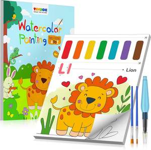 Set <span class=keywords><strong>de</strong></span> Pintura <span class=keywords><strong>de</strong></span> Acuarela para Niños <span class=keywords><strong>de</strong></span> 4 a 8 Años, 10 Hojas con Encuadernación Térmica, 3 Pinceles, <span class=keywords><strong>Libro</strong></span> <span class=keywords><strong>de</strong></span> Actividades <span class=keywords><strong>de</strong></span> Pintura sin Desorden, Regalo <span class=keywords><strong>de</strong></span> Navidad - Product Image 1
