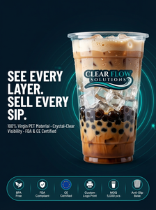 แก้วกาแฟและชาพลาสติก PET แบบใช้แล้วทิ้ง หนาพิเศษ ปลอดสาร BPA พร้อมฝาปิดสูง สำหรับเครื่องดื่มเย็นแบบนำกลับบ้าน ขายส่ง - Product Image 6