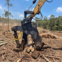 Grappin forestier monté sur excavatrice de 13 à 15 tonnes avec coupe-grappin pour la coupe de bois en billes à longueur fixe Harvestiji