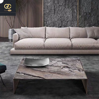 Table basse de luxe en marbre de style moderne à vendre, ensemble de salon pour villa, table basse combinée en métal