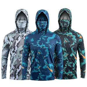 Camiseta de Pesca de Manga Larga con Capucha y Estampado de Camuflaje, Protección Solar UPF 50+, Tejido Elástico en Cuatro Direcciones, para Hombre, Fabricada por ODM - Product Image 1