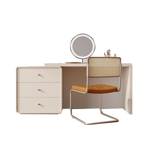 Cream Colored Dressing <b>Table</b> With Lighted <b>Mirror</b> Bedroom <b>Vanity</b> Storage Cabinet Furniture - Product Image 5
