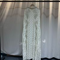 Robe de soirée de luxe en perles de cristal pour femme musulmane, Abaya, vêtements islamiques, élégante, manches chauve-souris, robe longue ample en mousseline