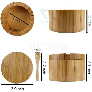 Boîte à épices en bambou avec logo personnalisé Boîte à sel en bambou naturel Nouveau style de boîte à sel avec couvercle magnétique - Product Image 4