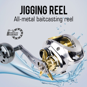 Carrete de baitcasting metálico de cuerpo ancho para pesca en barco, resistente al mar, de largo alcance, alto rendimiento, para señuelos, para mano derecha - Product Image 2