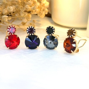 Orecchini a clip con pietre rotonde per donna, eleganti gioielli minimalisti per tutti i giorni - Product Image 1