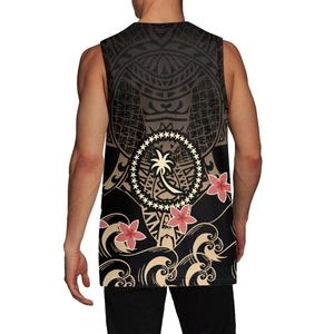 Polynésien Tribal fleur Chuuk imprimé t-shirt pour hommes Sport séchage rapide gilet hommes sans manches course formation basket-ball hauts - Product Image 2