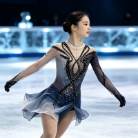 Costume de patinage artistique gris bleu dégradé avec strass, jupe en maille ajourée à dos ouvert pour filles et adultes, compétition de danse sur glace