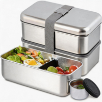 Boîte à bento en acier inoxydable 304 avec couvercle anti-fuite, ensemble de couverts, compatible lave-vaisselle, boîte à lunch isotherme à 2 couches pour l'école
