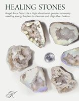 Groupe de géodes de quartz Angel Aura / Cristal Druzy à haute énergie avec clarté et but, Pierre naturelle de Reiki, Carte d'information