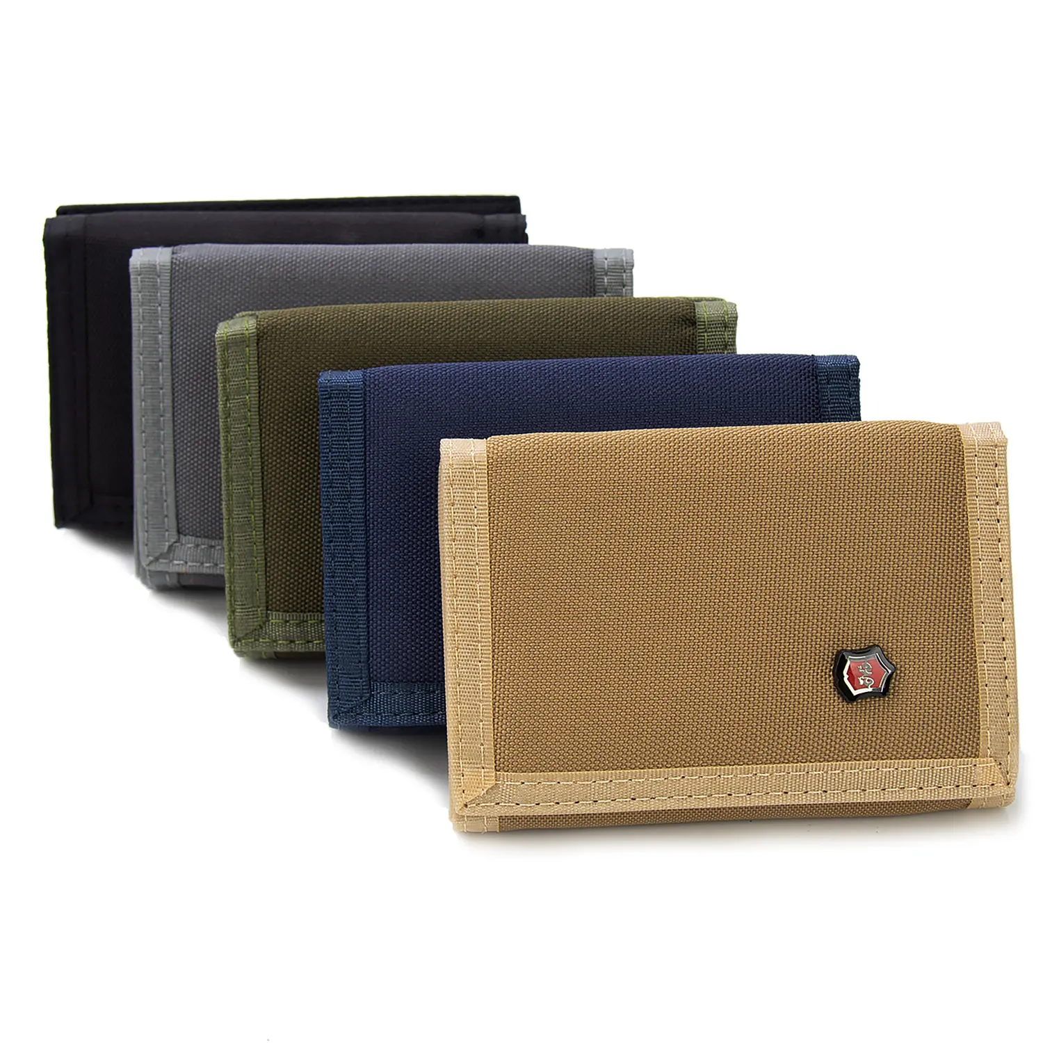 Dompet pendek Retro pria, bahan kanvas dompet saku koin ritsleting lipat tiga kapasitas besar