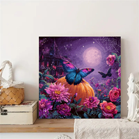 CHENISTORY Peinture par numéros DIY, thème Halloween : Citrouille et Papillon, Peinture acrylique à colorier par numéros pour adultes, Cadeau DIY