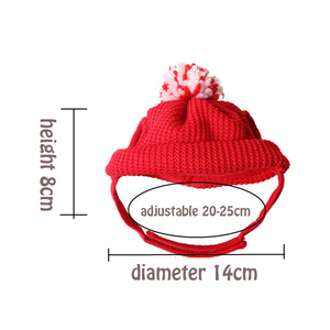 Direktverkauf vom Hersteller: Umweltfreundliche Rote Tiermuster-Wollmütze mit Ohrlöchern für Hunde, Katzen, Kätzchen und Welpen - Einheitsgröße Haustier-Bekleidung - Product Image 2
