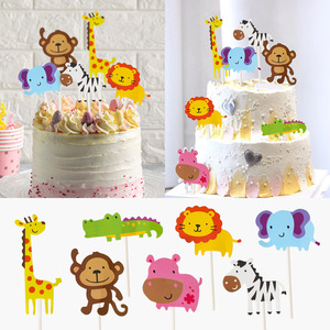 1 Decorazione per Torta <span class=keywords><strong>a</strong></span> Tema Animale + 35 Decorazioni per Cupcake con Animali dello Zoo, Kit Decorativo per Torta Safari nella Giungla, Decorazione per Baby Shower con Animali dello Zoo - Product Image 3