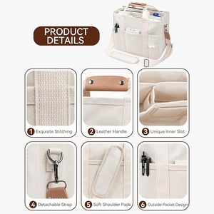Sac à main en toile personnalisé, multi-poches, grande capacité, sac à bandoulière pour femmes, sacs fourre-<span class=keywords><strong>tout</strong></span> avec compartiments - Product Image 5
