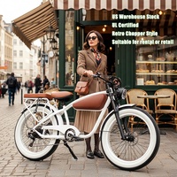 Sepeda Listrik Chopper Vintage E Chopper 48V 750W Roda Lebar Sepeda Listrik Retro Sepeda Kota untuk Dewasa