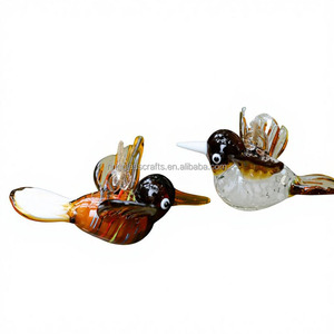 งานแก้วเป่ามือรูปนกขนาดเล็ก งานฝีมือแก้วมูราโน่ งานแก้วฟิวส์ งานแก้วประดับตกแต่ง จี้ห้อยเชือก<span class=keywords><strong>ป่าน</strong></span> รูปนกฮัม<span class=keywords><strong>มิ</strong></span>งเบิร์ด - Product Image 5