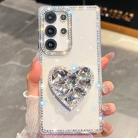 Coque de téléphone scintillante rose en forme de cœur avec support pour Samsung S27 Ultra 26 25, accessoires pour Samsung S25 Ultra 26 FE