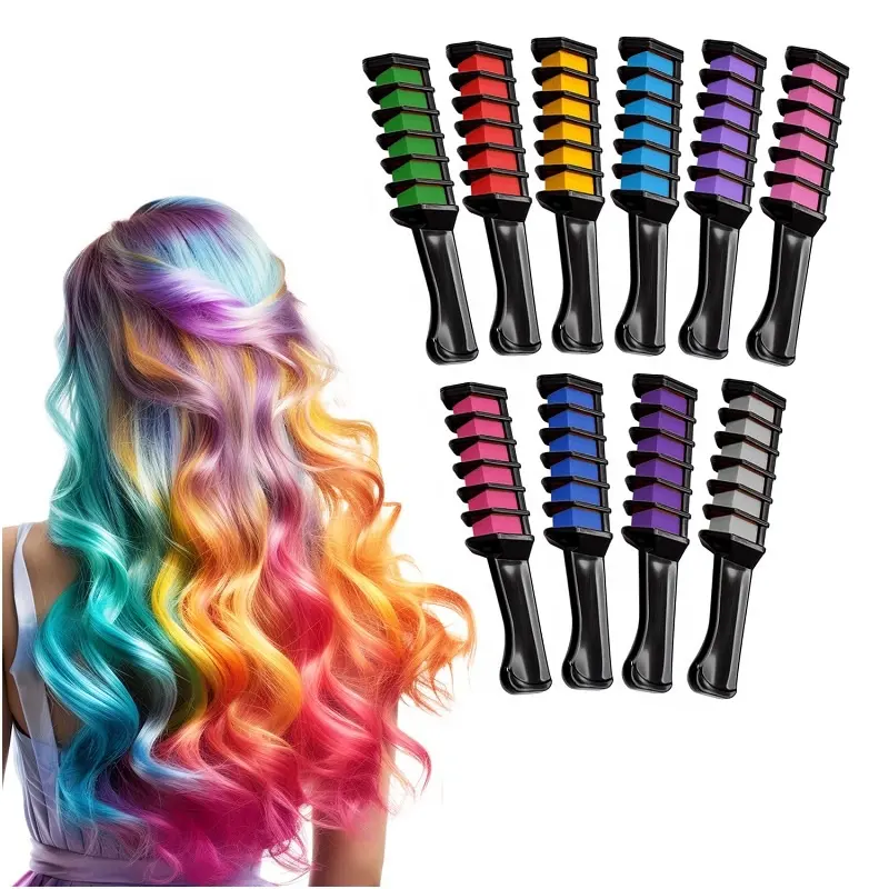 Tijdelijke Wasbare 12 Kleuren Haarkrijtstokjes Set Op Waterbasis Kleurende Haarkrijtkleurpen