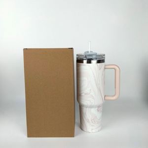 40oz Luxury Stainless Steel Reusable Boba Tumbler Double Wall Vacuum Insulated Travel Mug Handle Straw Graduation 10 Colors - Product Image 3