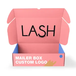 Custom Logo Eyelashes Box Packaging Pink Boxes for Packing Boxes Luxury Shipping Mailer Folding Paper Packaging for Eye Lash
