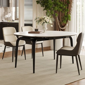 Dareko Luxury Italian Minimalist Sintered Stone <b>Dining</b> <b>Table</b>, Smart <b>Extendable</b> <b>Round</b> to Square <b>Table</b> for <b>Small</b> Apartments SD1 Lu - Product Image 4