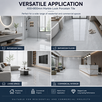 Carrelage en porcelaine effet marbre brillant 400x800mm, usage commercial, faible absorption, pour murs et sols, directement de l'usine
