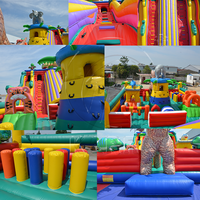 Parcours d'obstacles gonflable personnalisé sur le thème des dinosaures avec toboggan, château gonflable commercial en PVC pour parc d'attractions extérieur pour enfants