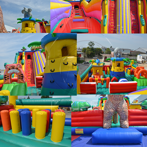 Parc de jeux gonflables complet Dino Park, château gonflable combiné, parc d'attractions gonflable commercial extérieur, toboggans gonflables - Product Image 3