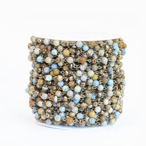 Catena di perline del <span class=keywords><strong>rosario</strong></span> personalizzata fatta a mano da 6 mm con pietre naturali e cristalli combinati con rotolo di perno in bronzo antico - Product Image 1