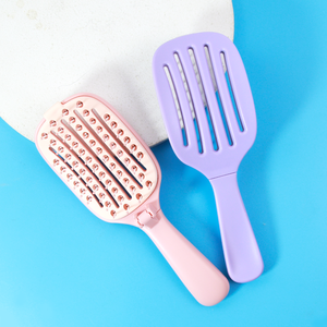 Self Cleaning <b>Hair</b> <b>Brush</b> Folding Cushion Skin-tight Massage Comb Curved Vented Detangler <b>Straightening</b> <b>Brush</b> for Wet & Dry <b>Hair</b> - Product Image 5
