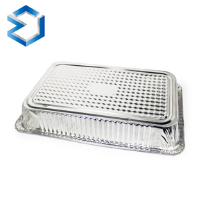 Bandeja De Folha De Alumínio Descartável Grande Profundo De Tamanho Completo com Tampa/Tampa Placa De Mesa De Vapor para Cozimento De Alimentos PET/PP Plástico para Embalagem - Product Image 1