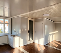 Maison conteneur préfabriquée extensible à double aile avec mur-rideau en verre, 2-3 chambres, mini-villa pliable, design moderne et respirant, complète