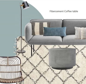 <span class=keywords><strong>Tavolino</strong></span> da Caffè Rotondo in Fibra di Argilla Contemporaneo Fatto a Mano in Grigio Cemento/Nero Carbone/Marrone per Uso Domestico e Soggiorno - Product Image 3