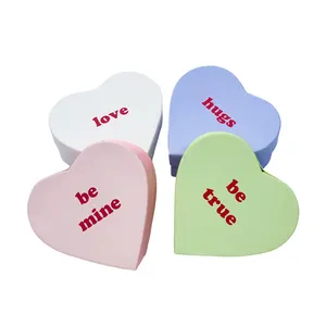 Custom Printing Logo Pink White Green Blue Mini Small Cute Heart Shape Boxes Set Valentine Christmas Gift Packaging Box