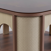 Table basse carrée minimaliste avec plateau en verre trempé et roulettes modèle M1039