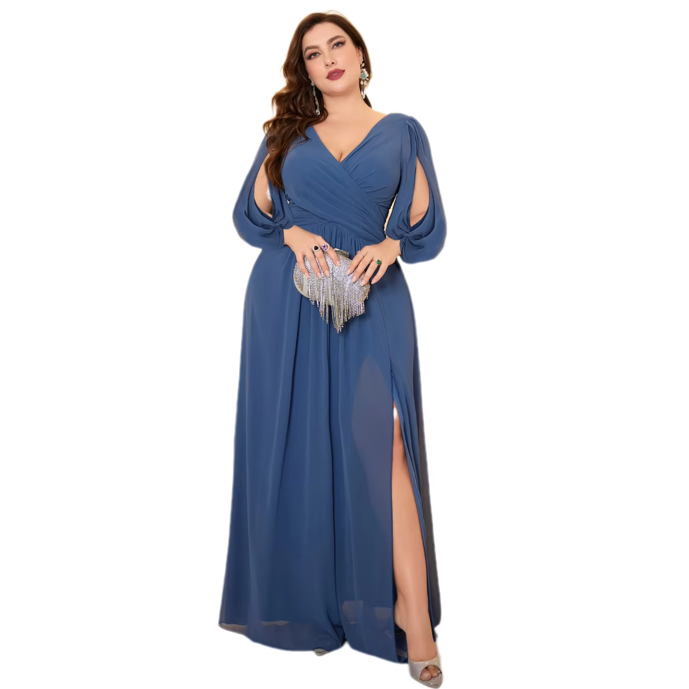 Long Sleeve Criss Cross Dress - High Quality Maxi Gown