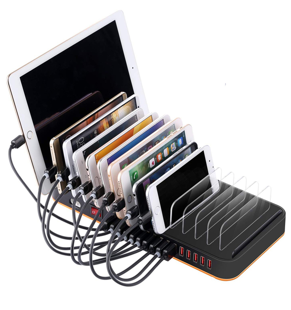 HUNDA CE FCC Rohs Listed 100W 15 Port Electric Charging Station OTP/OVP Protection Smart Identification Fireproof Material