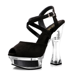Sandalias de Tacón de 14 cm, Calzado de Baile, Estilo Gótico Exótico, Fetiche, Punta Abierta, Stripper, Cristal, Diamante, Impermeables - Product Image 4