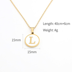 18k Round Shell Titanium Steel Necklace English Letter Pendant Gift Jewelry Fashion Pendants Charms Stainless Steel - Product Image 4