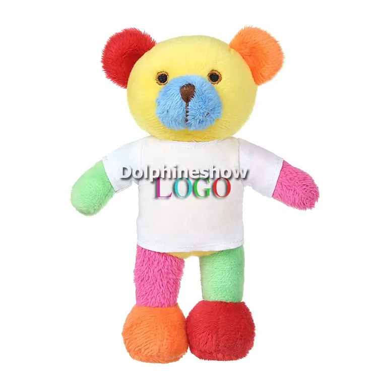 Promosi grosir kustom lucu kartun colorful stuffed lembut mainan mewah boneka beruang merah muda gambar