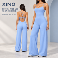 Combinaison de yoga à jambes larges pour femme, dos croisé à bretelles, tenue d'entraînement une pièce, fabrication sur mesure, marque privée, OEM, ODM