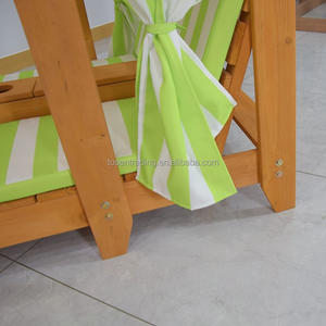 Sillón Doble de Exterior para Niños con Toldo, Cojines a Rayas y Estructura de Madera para Jugar y Relajarse en el Patio Trasero - Product Image 6