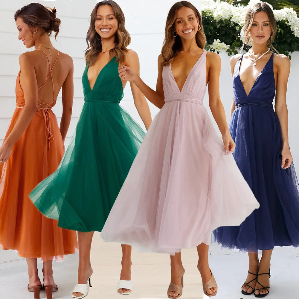 Hot selling 2023 summer women clothing solid color sleeveless halter womens pleated lady elegant dresses girls' maxi dresses