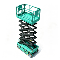 Plateforme élévatrice à ciseaux hydraulique mobile autopropulsée Longqing SJW 12m en acier, capacité 110kg, avec garde-corps pliable pour chantier
