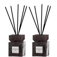 Bouteille en verre de diffuseur de roseau carré de luxe de 150ml avec bouchon en bois noir mat bouteille de diffuseur de parfum à bouchon à vis de couleur ambre