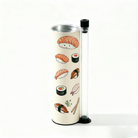 Boîte cylindrique en papier biodégradable de qualité alimentaire personnalisée pour l'emballage de sushis à emporter avec compartiment à sauce et couvercle à ouverture facile